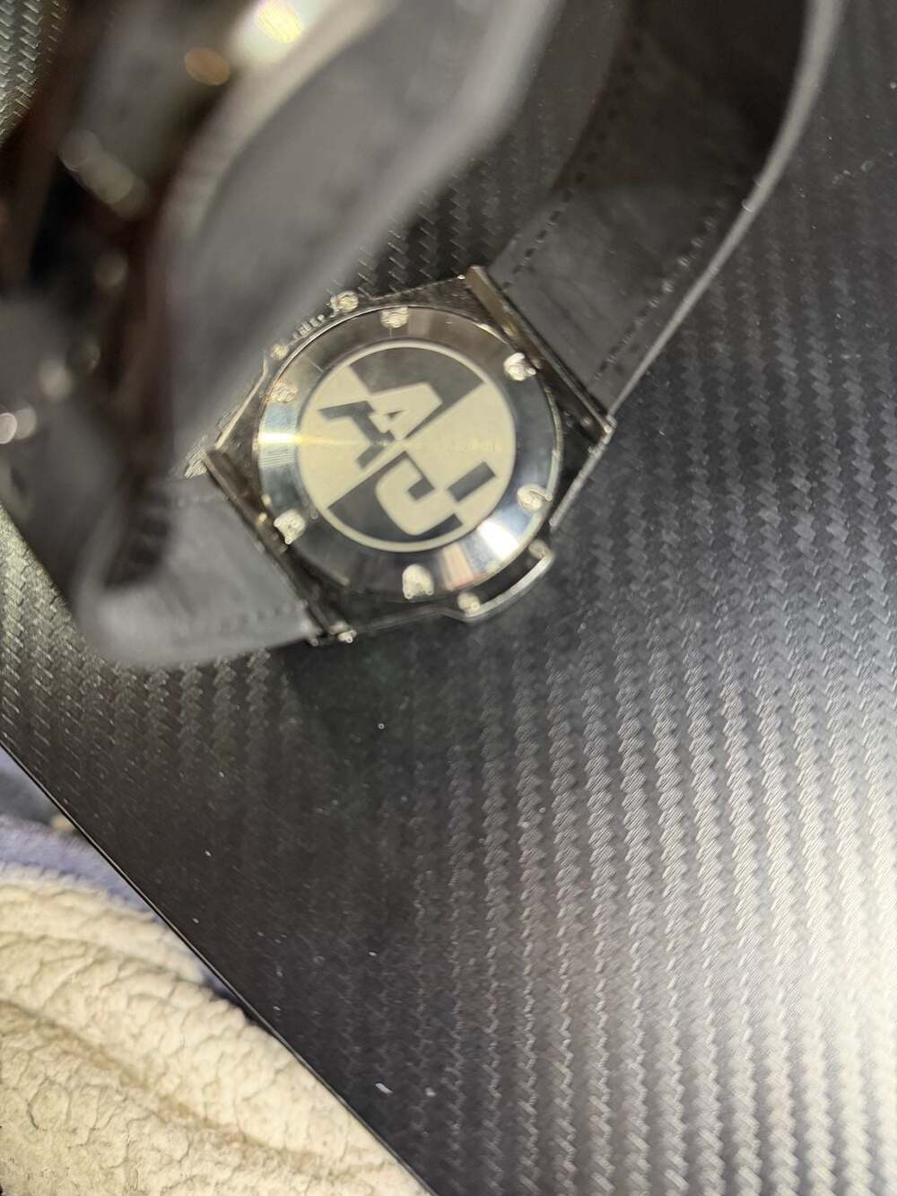 Armani Jeans AJ Rhinestone Bezel Geometric Dial Watch - Picture 2 of 2